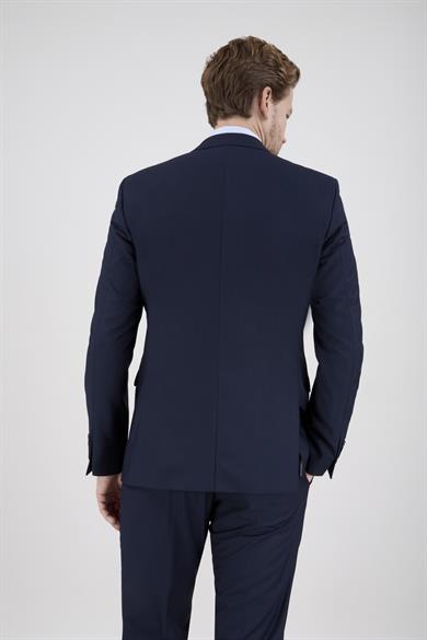 Erkek Slim Fit Sivri Yaka Lacivert 8 Drop Yelekli Takım Elbise