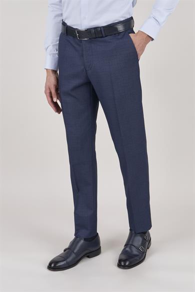 Erkek Slim Fit Sivri Yaka Lacivert Yelekli Takım Elbise