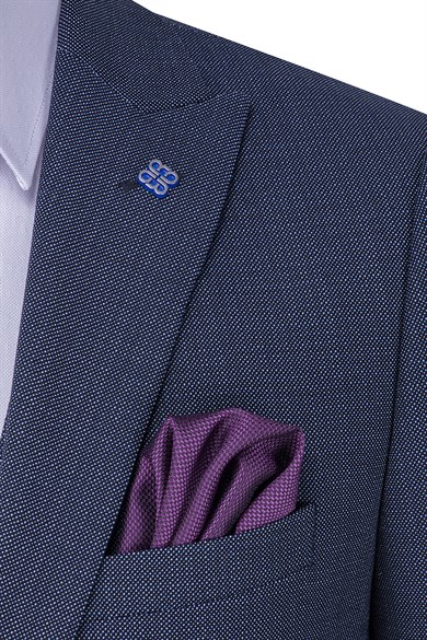 Erkek Slim Fit Sivri Yaka Lacivert Yelekli Takım Elbise