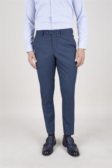 Erkek Slim Fit Sivri Yaka Petrol Yelekli Takım Elbise