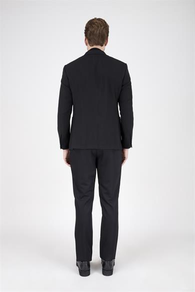 Erkek Slim Fit Sivri Yaka Siyah Kombin Takım Elbise