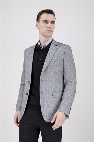Erkek Slim Fit Sivri Yaka Yarım Astar Siyah Ceket