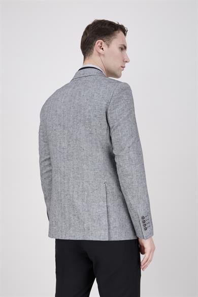 Erkek Slim Fit Sivri Yaka Yarım Astar Siyah Ceket