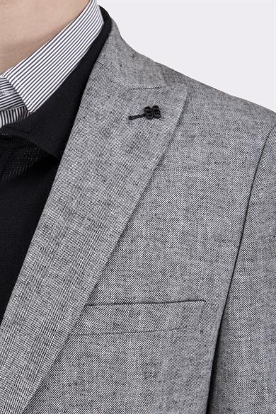 Erkek Slim Fit Sivri Yaka Yarım Astar Siyah Ceket