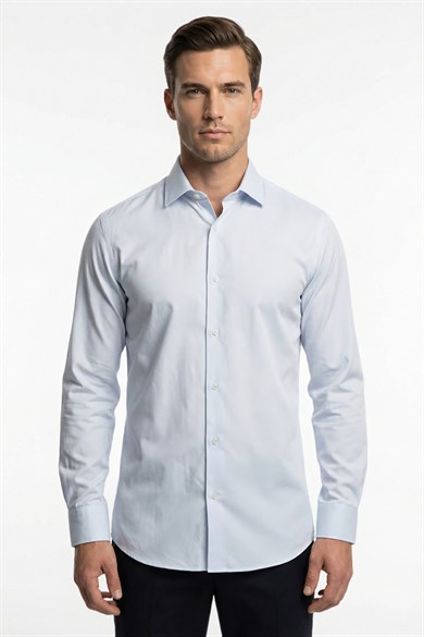 Erkek Slim Fit Açık Mavi Gömlek