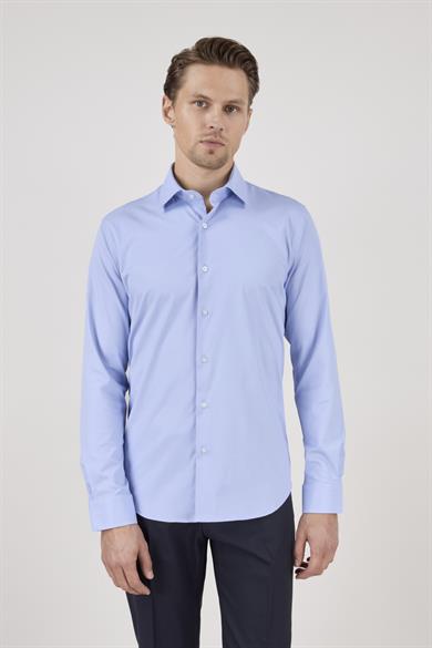 Erkek Slim Fit Mavi Gömlek