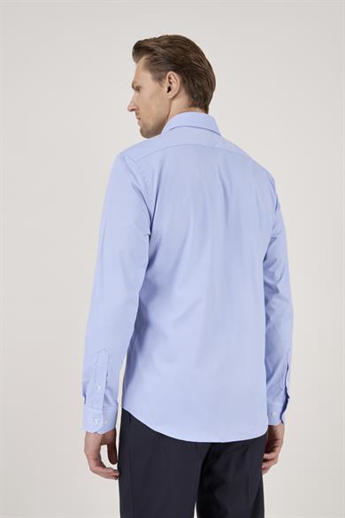 Erkek Slim Fit Mavi Gömlek