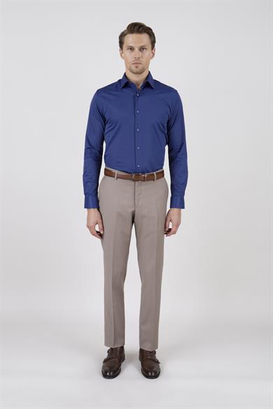Erkek Slim Fit Uzun Kol Lacivert 6 Drop Gömlek