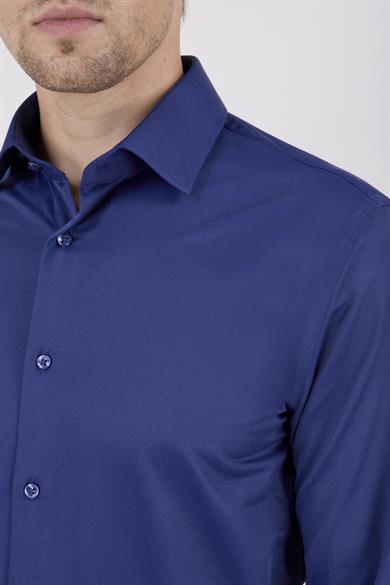 Erkek Slim Fit Uzun Kol Lacivert 6 Drop Gömlek