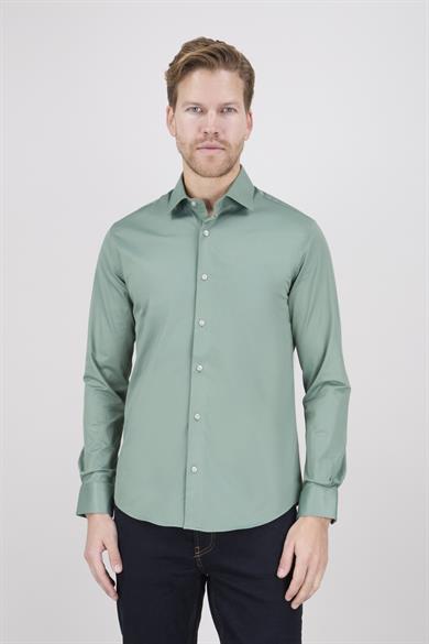 Erkek Slim Fit Uzun Kol Yeşil 6 Drop Gömlek