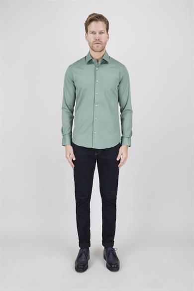 Erkek Slim Fit Uzun Kol Yeşil 6 Drop Gömlek