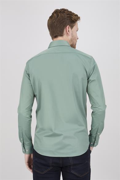 Erkek Slim Fit Uzun Kol Yeşil 6 Drop Gömlek