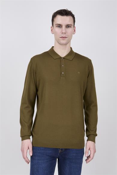 ERKEK YEŞİL POLO YAKA TRİKO KAZAK