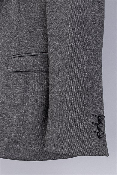 Erkek Slim Fit Mono Yaka Füme Takım Elbise