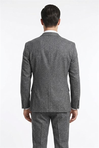 Erkek Slim Fit Mono Yaka Füme Takım Elbise