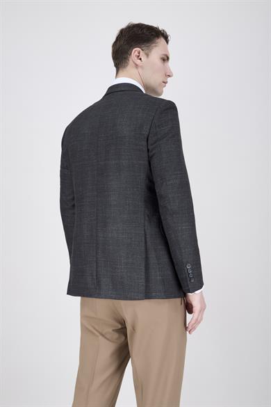 Erkek Slim Fit Mono Yaka Açık Füme Ceket