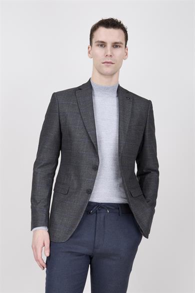Erkek Slim Fit Mono Yaka Füme Ceket