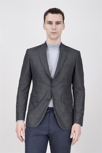 Erkek Slim Fit Mono Yaka Füme Ceket