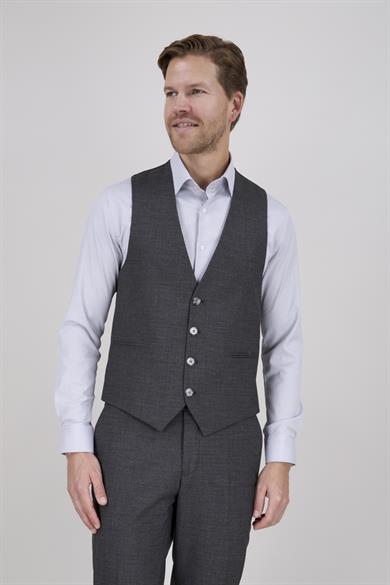 Erkek Slim Fit Sivri Yaka Füme Yelekli Takım Elbise