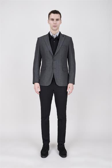 Erkek Slim Fit Sivri Yaka Füme Ceket