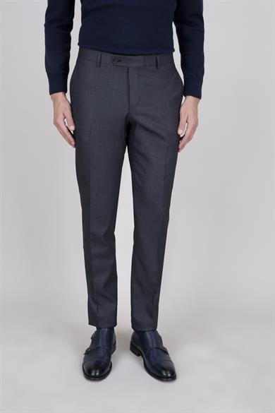 Erkek Slim Fit Sivri Yaka Füme Yelekli Takım Elbise
