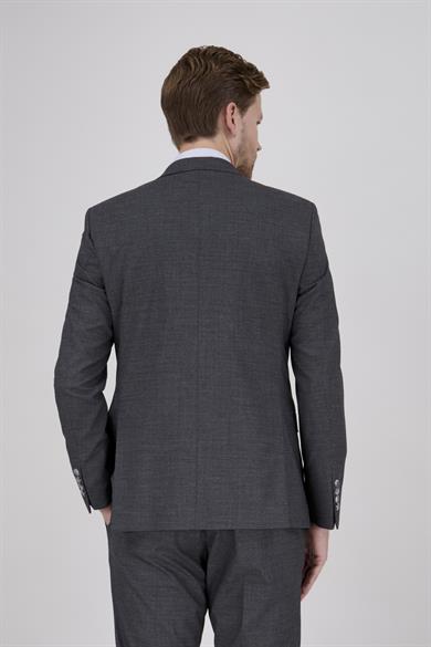 Erkek Slim Fit Sivri Yaka Füme Yelekli Takım Elbise