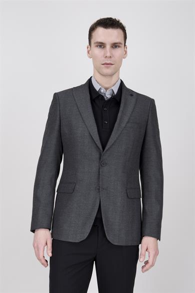 Erkek Slim Fit Sivri Yaka Füme Ceket