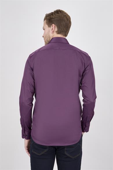 Erkek Fuşya Mürdüm Renk Slim Fit Gömlek