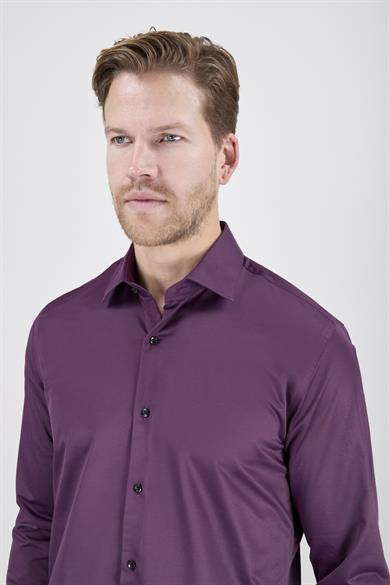 Erkek Fuşya Mürdüm Renk Slim Fit Gömlek