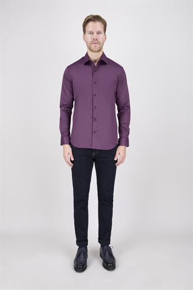 Erkek Fuşya Mürdüm Renk Slim Fit Gömlek