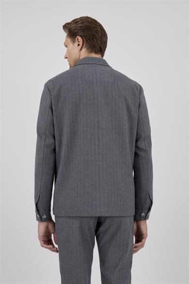 Erkek Slim Fit Gri Renk Gömlek Ceket Kapak Cepli Spor Alt Üst Takım