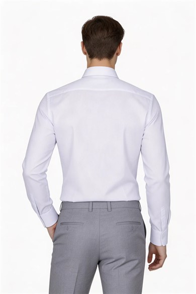 Erkek Slim Fit Çizgili Gri Gömlek