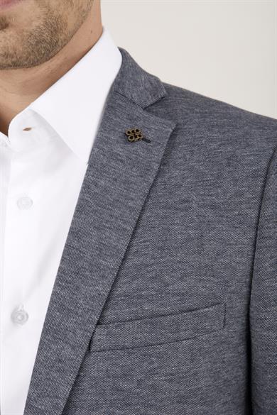 Erkek Slim Fit Mono Yaka Gri Yarım Astar Takım Elbise