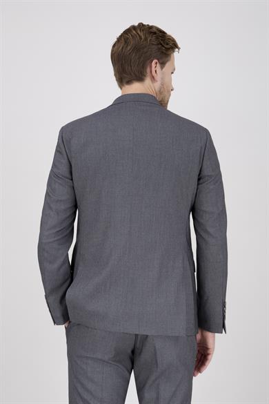 Erkek Slim Fit Sivri Yaka Gri Yelekli Takım Elbise