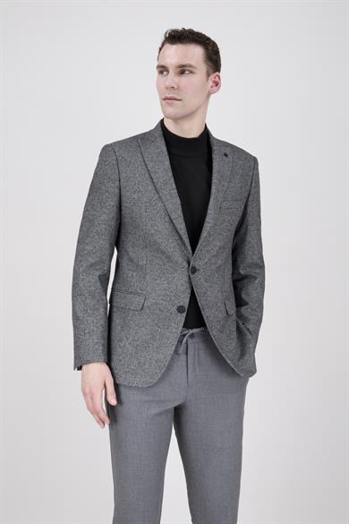 Erkek Slim Fit Sivri Yaka Gri Ceket