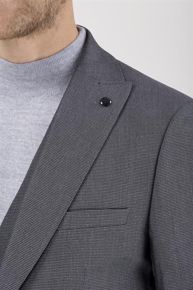 Erkek Slim Fit Sivri Yaka Gri Yelekli Takım Elbise