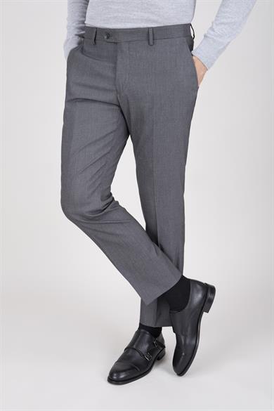 Erkek Slim Fit Sivri Yaka Gri Yelekli Takım Elbise