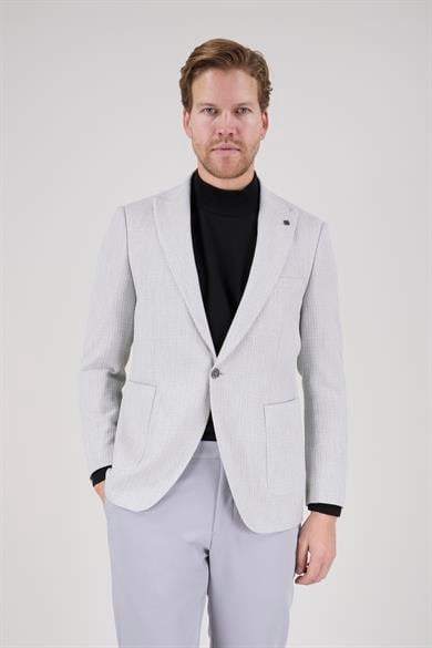 Erkek Slim Fit Sivri Yaka Gri Kombin Yelekli Takım Elbise