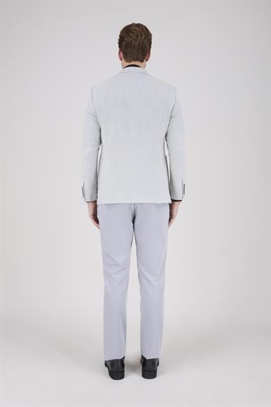 Erkek Slim Fit Sivri Yaka Gri Kombin Yelekli Takım Elbise