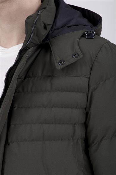 Erkek Kapşonlu Haki Şişme Mont