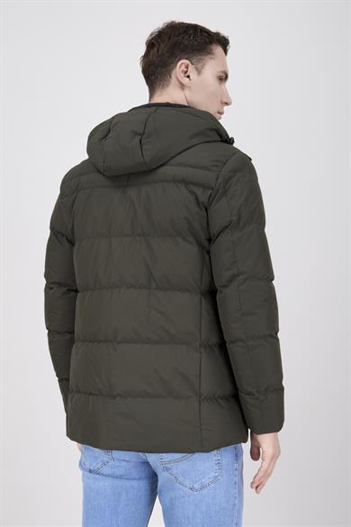 Erkek Kapşonlu Haki Şişme Mont