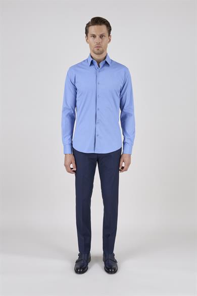 Erkek Slim Fit Koyu Mavi Gömlek