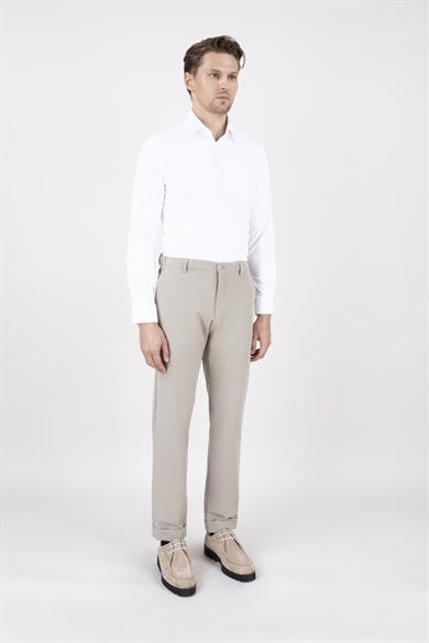 Erkek Slim Fit Sivri Yaka Torba Cep Yarım Astar Koyu Bej Kruvaze Takım Elbise