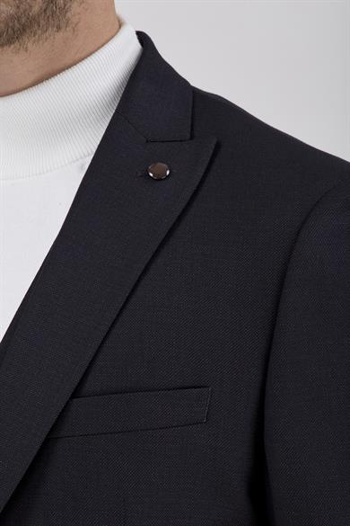 Erkek Slim Fit Sivri Yaka Koyu Kahverengi Yelekli Takım Elbise