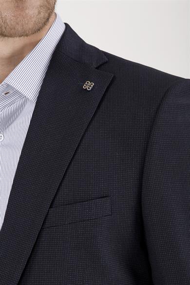 Erkek Slim Fit Mono Yaka Koyu Lacivert 8 Drop Yelekli Takım Elbise