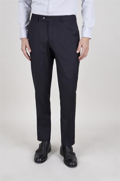 Erkek Slim Fit Mono Yaka Koyu Lacivert 8 Drop Yelekli Takım Elbise