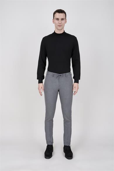 Erkek Koyu Gri Bağcıklı Casual Pantolon