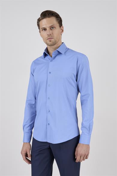 Erkek Slim Fit Koyu Mavi Gömlek