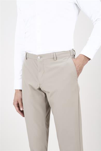 Erkek Slim Fit Sivri Yaka Torba Cep Yarım Astar Koyu Bej Kruvaze Takım Elbise
