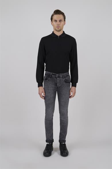 Erkek Koyu Gri Slim Fit Kot Pantolon